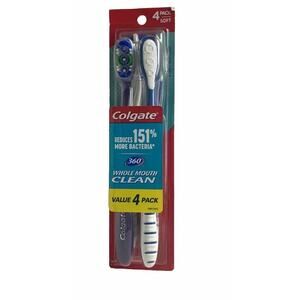 Colgate 360 Adult Toothbrush Soft Whole Mouth Clean With Polish Cups 4 Count